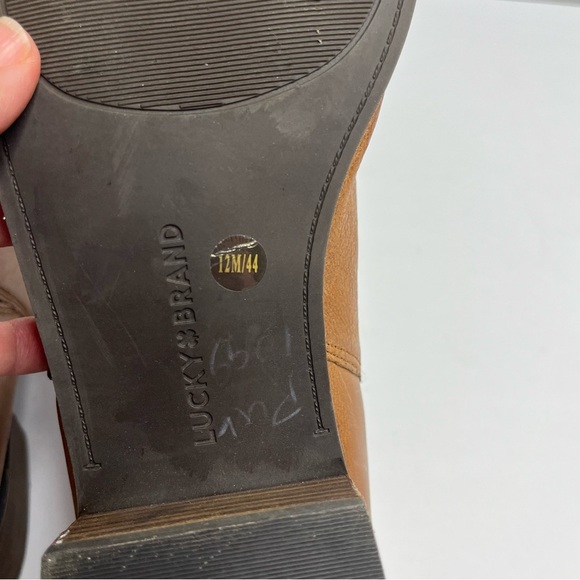 Lucky Brand Brown Leather Side Zip Ankle Boots Size 12 - Picture 11 of 13